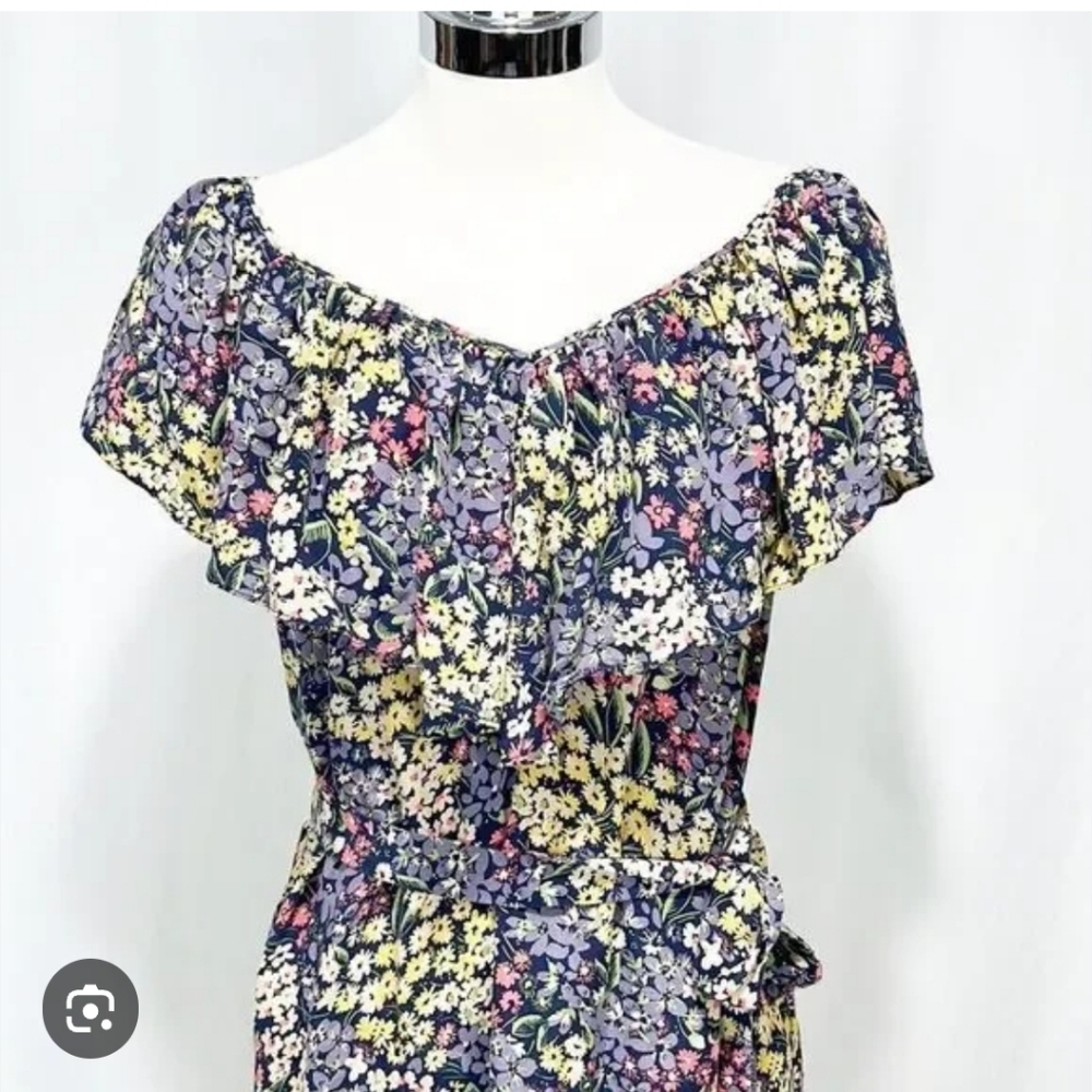Rebecca Taylor 10 Floral Ruffle Blouse 100% Silk